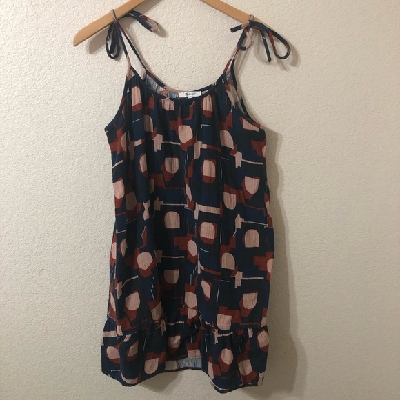 Madewell Lightestspun Tie Strap Ruffle Hem Dress in Color Collage Twilight - SM - Picture 1 of 6